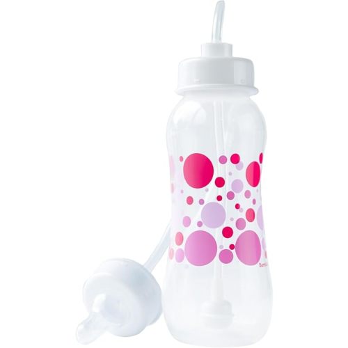 Hands-Free Baby Bottle - Anti-Colic Nursing System 9 oz Baby Bottle with Fast Flow Nipple/Teat 3m+ with Tube Straw Feeding System for Toddler (1 Bottle - Pink)