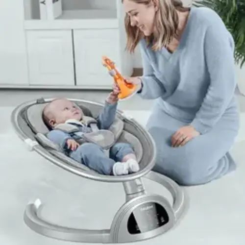 BabyBond Bluetooth Baby Swing for Boys & Girls, Remote Control , 5-Point Harness, 5 Sway Speeds & 10 Lullabies, Portable Swing for Infants, Indoor/Outdoor Use - Grey Baby Rocker for Toddler, Ideal Christmas Gifts for Babies,back to school - TikTok Shop