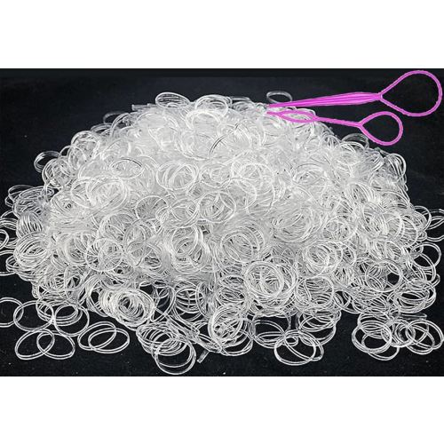 2000 PCS Clear Elastic Mini Ponytail Rubbers Ties, Soft Non-Slip Small Hair Accessories for Girls, with 2 PCS Topsy Tail Tools