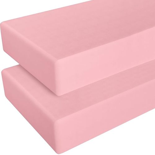 NTBAY 2 Pack 100% Brushed Microfiber Fitted Crib Sheet, Super Soft and Cozy 28x52 Crib Sheet for Standard Crib and Toddler Mattresses, Boys, Girls, Unisex, Pink, 28x52 Inches
