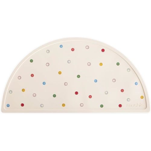 mushie Silicone Placemat for Kids | BPA-Free Non-Slip Design (Smiley Face)