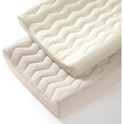 lulumoon Muslin Changing Pad Cover: Baby Cotton Quilted Changing Table Cover - Soft Changing Pad Sheets for Boys Girls