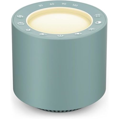 Sleep Sound Machine: Red Light Therapy White Noise Sound Machine with 38 Soothing Sounds & Calming Womb Soother, Memory Function, Dimmable Nursery Night Light with Timer for Baby Adult Gift (Slate)