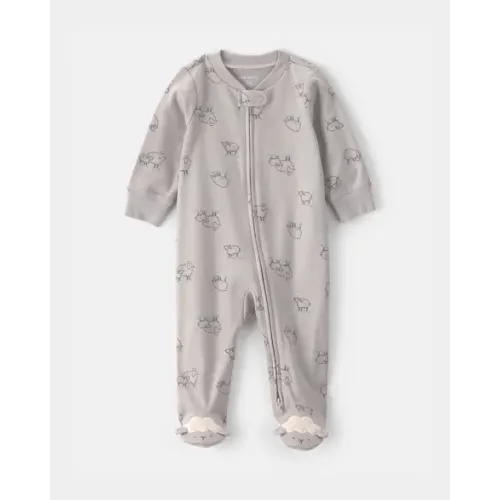 Baby Sheep 100% Cotton 2-Way Zip Sleep & Play Pajamas - Grey | Carter's