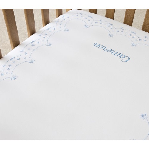 Welcome Home Baby Star Embroidered Picture Perfect Organic Cotton Crib Fitted Sheet