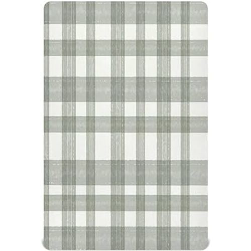 Fitted Crib Sheet for Boys Girls Sage Green Plaid Baby Crib Sheets Bassinet Sheets Crib Mattress Bed Sheets for Toddler Newborn Infant 52 X 28 in