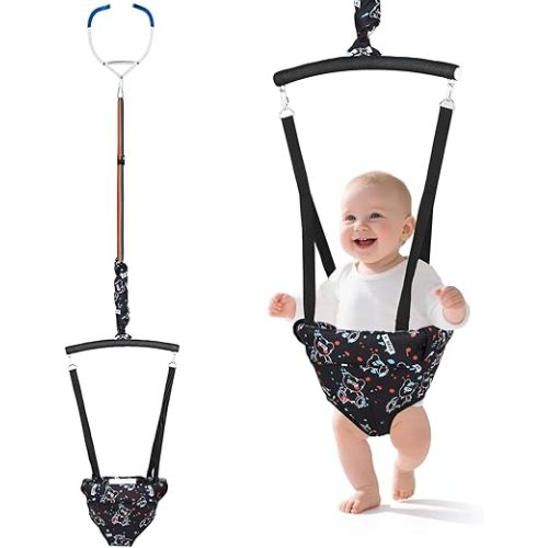 Slevoo Baby Jumper, Baby Doorway Jumper with Door Clamp Adjustable Strap, Fun Activity for 6-12 Months Baby Infant, Quiet Bear