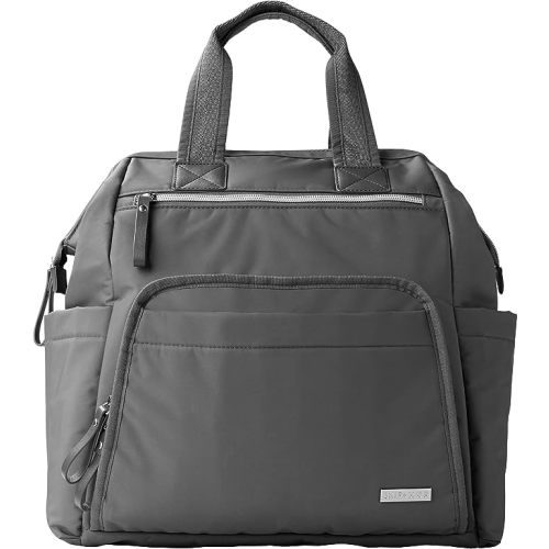 Skip Hop Diaper Bag Backpack: Mainframe Large Capacity Wide Open Structure with Changing Pad & Stroller Attachement, Black with Gold Trim