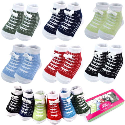 6 Pairs 0-6 Month Newbom Baby Cotton Novelty Ankle Sock, Toddler Boys Walkers BootieInfant Slippers Socks For Spring Autumn