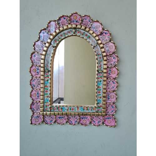 Carlos Ch.- 20"x16" Peruvian Urn Mirror, Pink Mirror, Hall Mirror, Accent Mirror, Office Mirror, Vintage, AndeanMirror