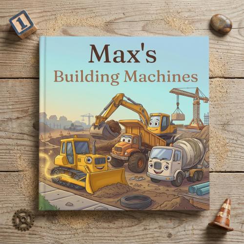 Personalized Construction Book for Boys, Custom Name Storybook, Building Machines Story with Trucks and Diggers, Children's Keepsake Gift