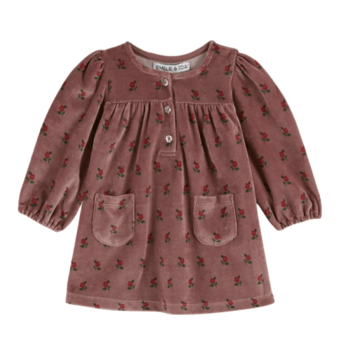 Velvet floral dress | Dark purple