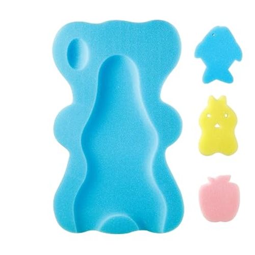 PandaEar Baby Bath Sponge Infant Soft Sponge Mat, Baby Bath Mat Newborn Odor Free Bath Cushion, Blue (Blue)