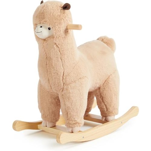 Baby Rocking Horse for 1 Year Old, Soft Plush Llama Animal Rocker,