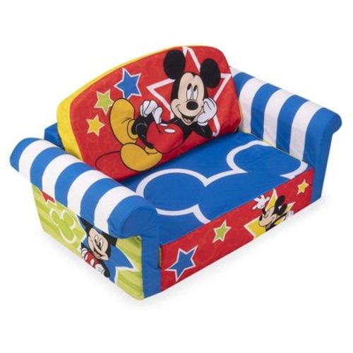 Marshmallow Furniture Kids Sofa, 2-in-1 Flip Open Foam Couch and Bed, Mickey Mouse - Pullout Sleeper for Folding Lounging, Sitting, and Napping -