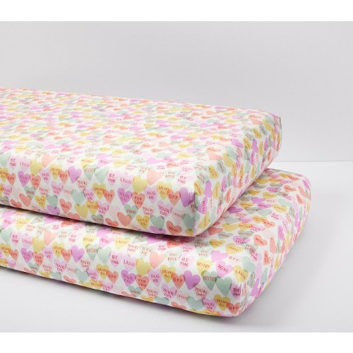 Rifle Paper Co. Candy Heart Organic Cotton Crib Fitted Sheet
