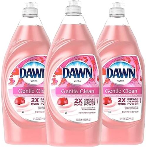 Dawn Ultra Gentle Clean Dishwashing Liquid Dish Soap, Pomegranate and Rose Water Scent, 34 Fl Oz (Pack of 3)