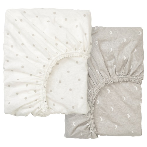 LENAST Crib fitted sheet - dotted/moon 28x52 "