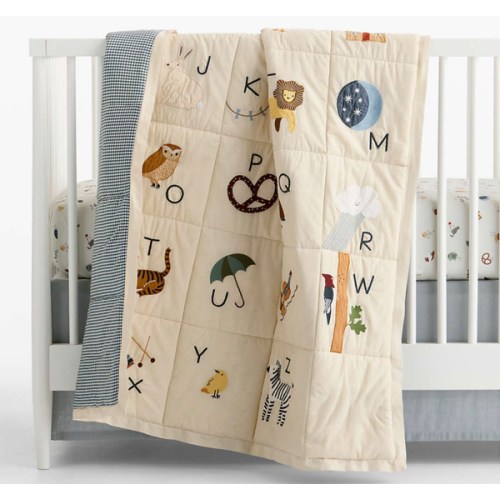 Cozy ABC's 100% Organic Cotton Baby Crib Quilt