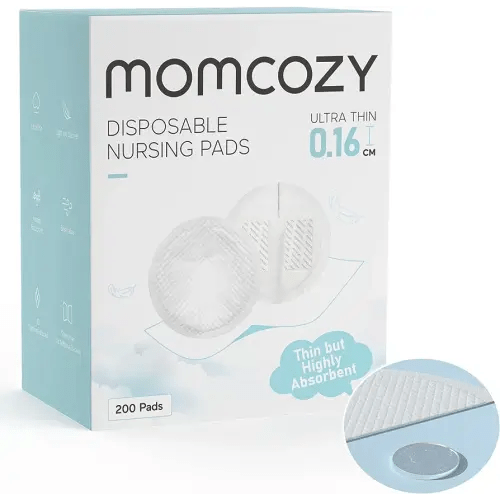Momcozy Ultra-Thin Disposable Nursing Pads, Ultra-Absorbent and Breathable Portable Breast Pads, Make The Breasts Light and Unburdened, with Reinforced Adhesive, Individually Packaged (200 Count)