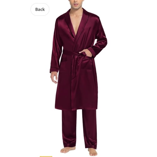 Men's Satin Bathrobe Set Lightweight Soft Loungewear