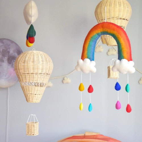 Rainbow with Colourful Raindrops Baby Nursery Cot Crib Mobile