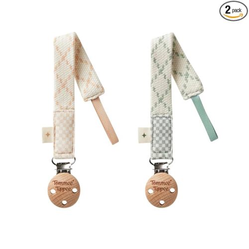 Tommee Tippee Pacifier Clip, Organic Cotton, 0m+, Pack of 2