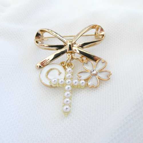 Gold Cross Baptism Pin, Christening Brooch, Holy Communion Gift