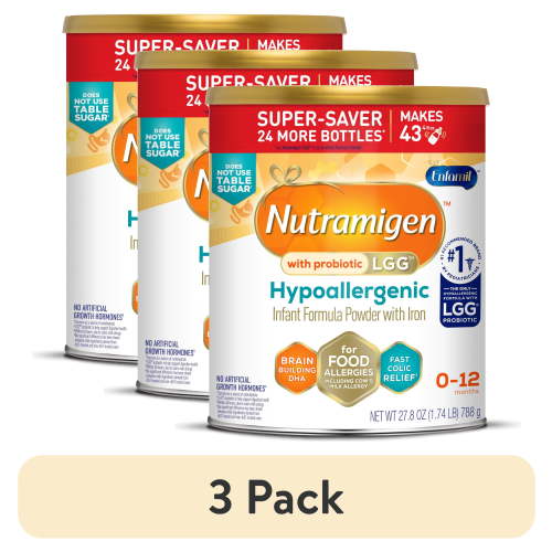 (3 pack) Nutramigen with Probiotic LGG Hypoallergenic Powder Baby Formula, 27.8 oz Can