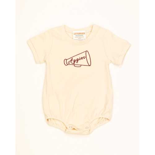 Maroon Cheer Megaphone Embroidered Baby Bubble – Game Day Baby Unisex Outfit – Baby Fall Football Romper – Southern Tailgate Clothing
