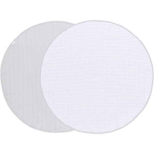 Toddlekind Organic Cotton Reversible Play Mat – 48" Handmade Blanket for Floor Activities, Tummy Time, Nursery Decor, and Family Comfort 0m+ Stone Stripes (Gray)