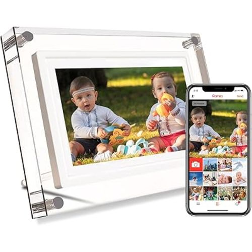 Frameo 7INCH WiFi Acrylic Digital Picture Frame,1024 * 600 IPS Screen Digital Photo Frame,32GB Build in Memory,Auto-Rotate,Share Your Love Anytime Anywhere