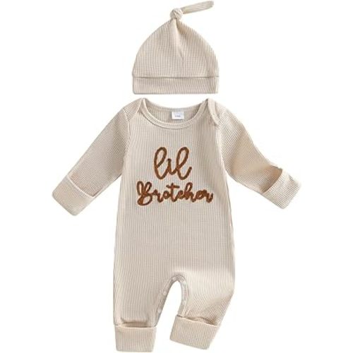 allshope Newborn Baby Boy Fall Outfit Romper Mama Mini Embroidery Long Sleeve Crew Neck Jumpsuit Bodysuit Infant Clothes