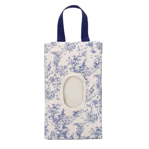 Quilted Baby Wipe Holder Quilted Wipe Pouch Portable Hanging Floral Wet Wipes Bag for Car, Stroller