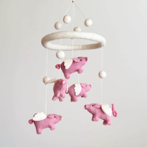Flying Pig Baby Mobile, Pink Pig Mobile, Barnyard Baby Mobile For Nursery Decor, Farm Animal Theme Cot Mobile, Baby Shower's Gift