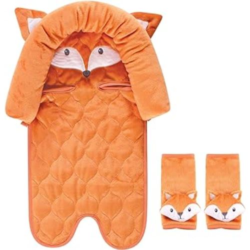 Hudson Baby Unisex Baby Car Seat Insert and Strap Covers, Fox, One Size