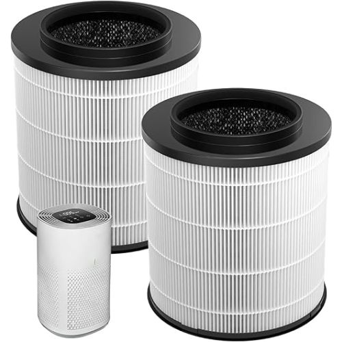 2-Pack 12030 True HEPA Replacement Filter, 1,000 Sq. Ft. Capacity, Compatible with Clorox Medium Room Air Purifier 11030 & 11031, 3-in-1 H13 True HEPA Filter for Dust, Pet Dander, Pollen, #12030