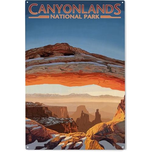 Lantern Press 10x15 Inch Wood Sign, Ready to Hang Wall Decor, Canyonlands National Park, Utah, Arch, Painterly Series