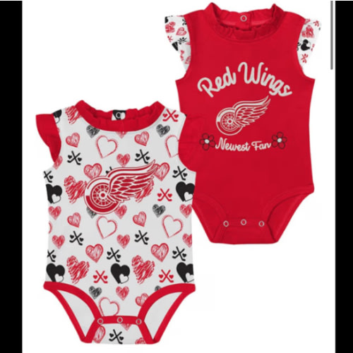 Detroit Red Wings Baby Red Happy Hearts One Piece Set