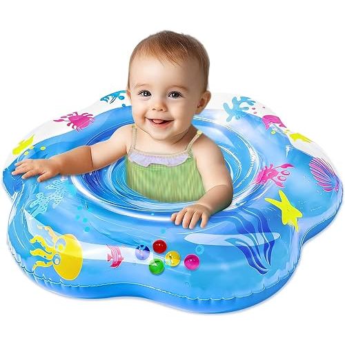 25.6" Inflatable Baby Pool Float for 6-36 Months Double Air Anti-Flip Safety Baby Swimming Float Toddler Swim Trainer Water Toys, Infant Swim Floats, Toddler Floaties,Kids Beach Toys Summer Essentials
