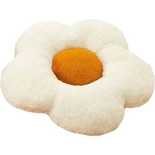 YILANLAN Cute Flower Cushion Plush Floor Pillow Casual Comfortable Pillow Office Living Room Bed Decoration Cushion Simple Room Decoration (40cm, Khaki)