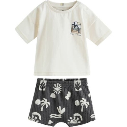 Palm Graphic Cotton T-Shirt & Shorts Set, 6-9M