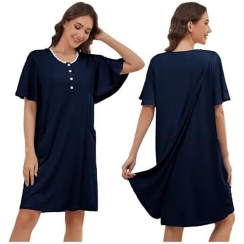 Hospital Gowns for Women Open Back Tear Away Snap Post Shoulder Surgery Short Sleeve Adaptive Clothing Nightgown