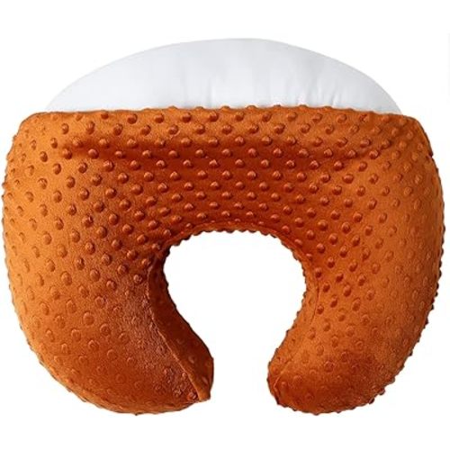Nursing Pillow and Positioner Breastfeeding and Bottle Feeding, Propping Baby, Tummy Time, Sitting Support, with Removable Polyester Cover, dots Fabric, for Baby Boy Girl(Pumkin Spice)