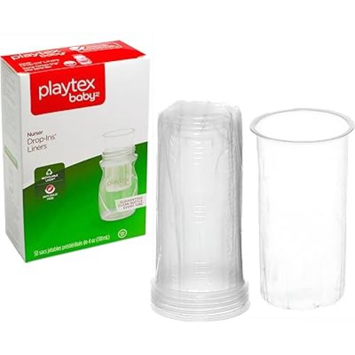 Playtex Baby Nurser Pre-Sterilized Disposable Drop-Ins Baby Bottle Liners, 4 Oz (50 Count), Anti-Colic, Gas Reduction, Easy to Clean, Closer to Breastfeeding, Perfect for Travel and On The Go