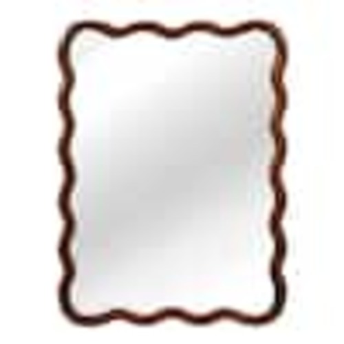 Unbranded Black walnut 30 in W x 40 in. H wavy pattern Rectangle Wood Framed Mirror WD-WR3040-BWW