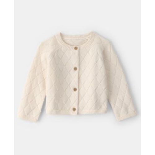 Baby Girls' Round Neck Front-Button Cardigan 6M