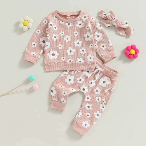 Flower Power Waffle Sweatsuit and Bow – The Ollie Bee