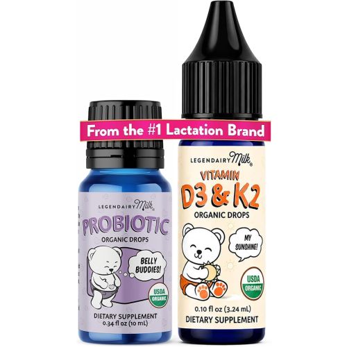 Legendairy Milk Baby Vitamin D3 K2 and Probiotic Drops Bundle Age 0+
