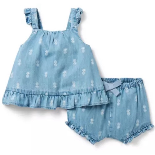 Baby Light Wash Pineapple Baby Pineapple Ruffle Matching Set by Janie and Jack